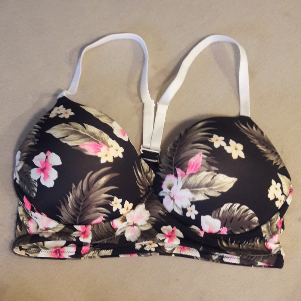 NEW VS PINK Tropical Print Campus Push Up Bralette